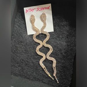 betsey johnson rhinestone snake earrings